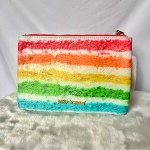 Betsey Johnson Colorful Rainbow Layered Cake Wristlet Pouch Cosmetic Bag NWT